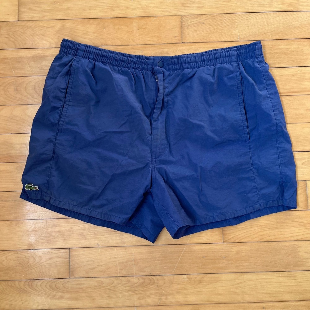 Vintage Izod Lacoste Sport Shorts Mens Large Navy Blue Cotton Nylon Croc Logo